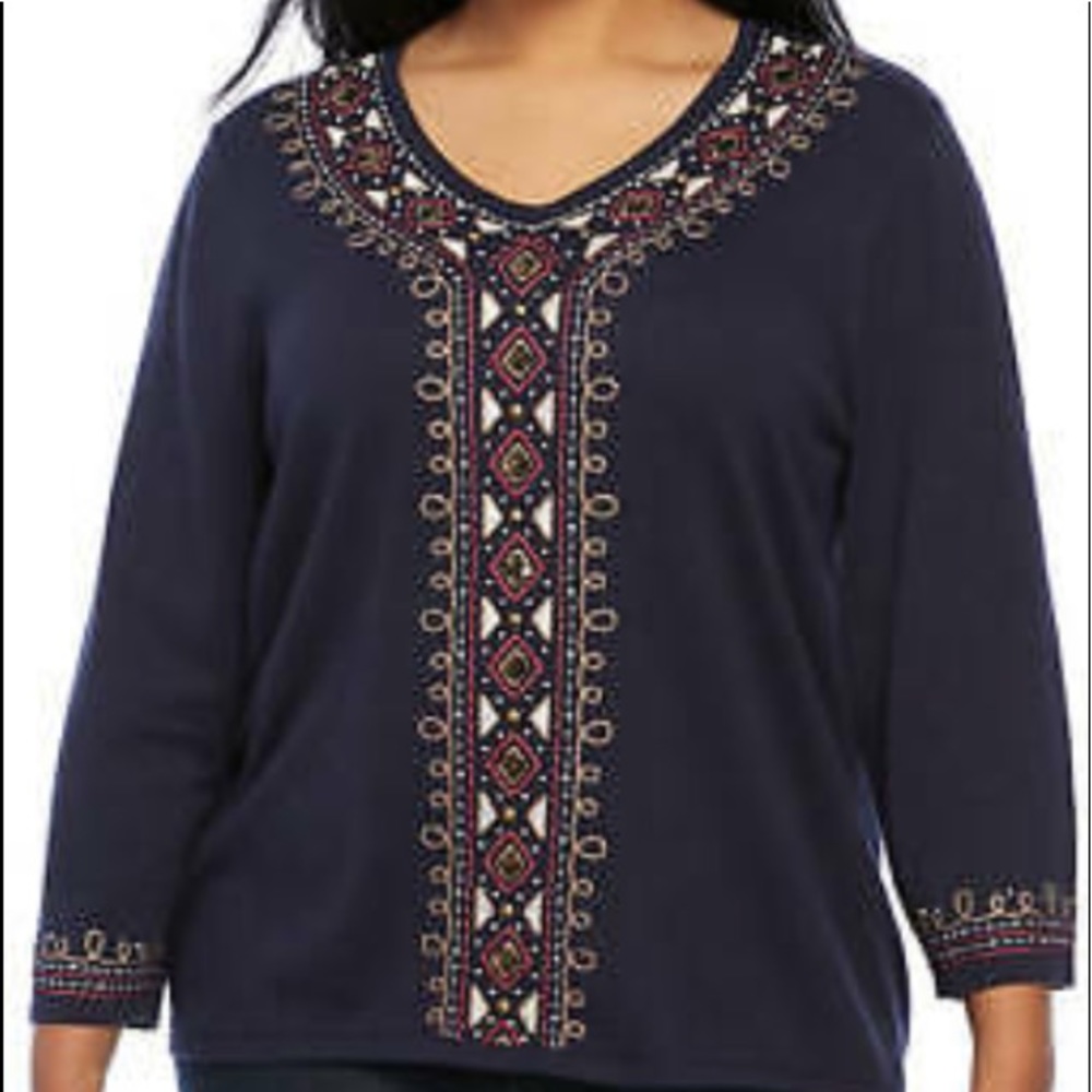Navy Alfred Dunner 3/4 sleeve NWT